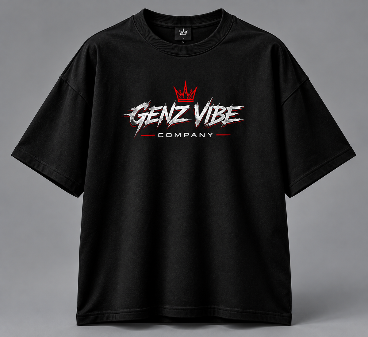 GENZ VIBE COMPANY 240 GSM Premium Oversized T-Shirt – 100% Cotton, Jet Black Streetwear | Unisex