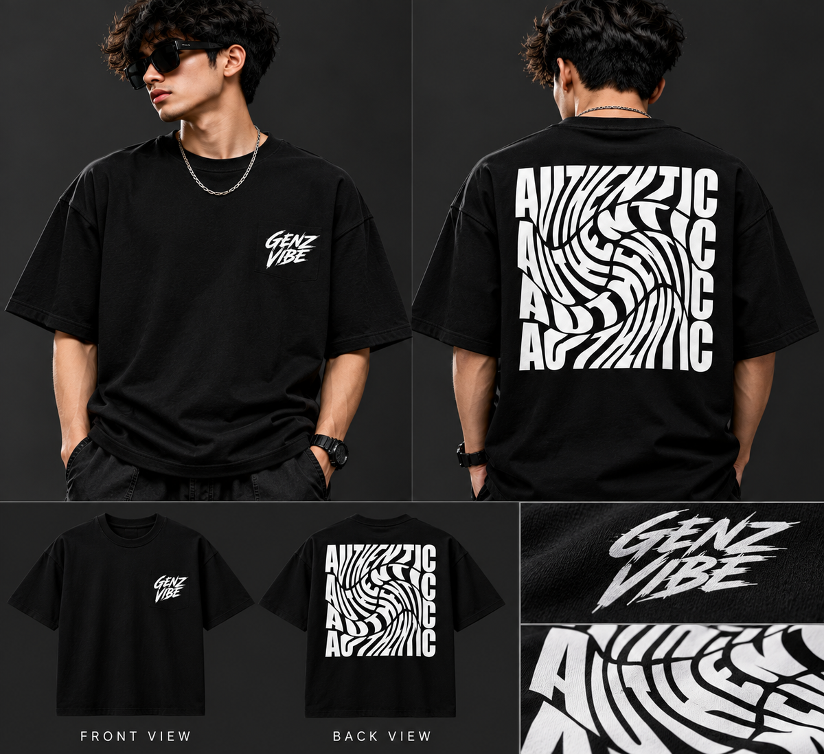 GENZ VIBE Premium Oversized T-Shirt – 240 GSM Heavyweight Cotton | Unisex Streetwear